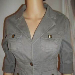 XOXO Button Front Flap Pockets Half Sleeves Jean Jacket JuniorGirls Medium Beige